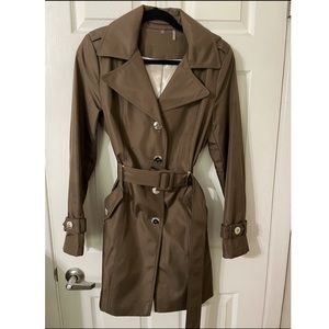 Calvin Klein Brown Trench with removable hood